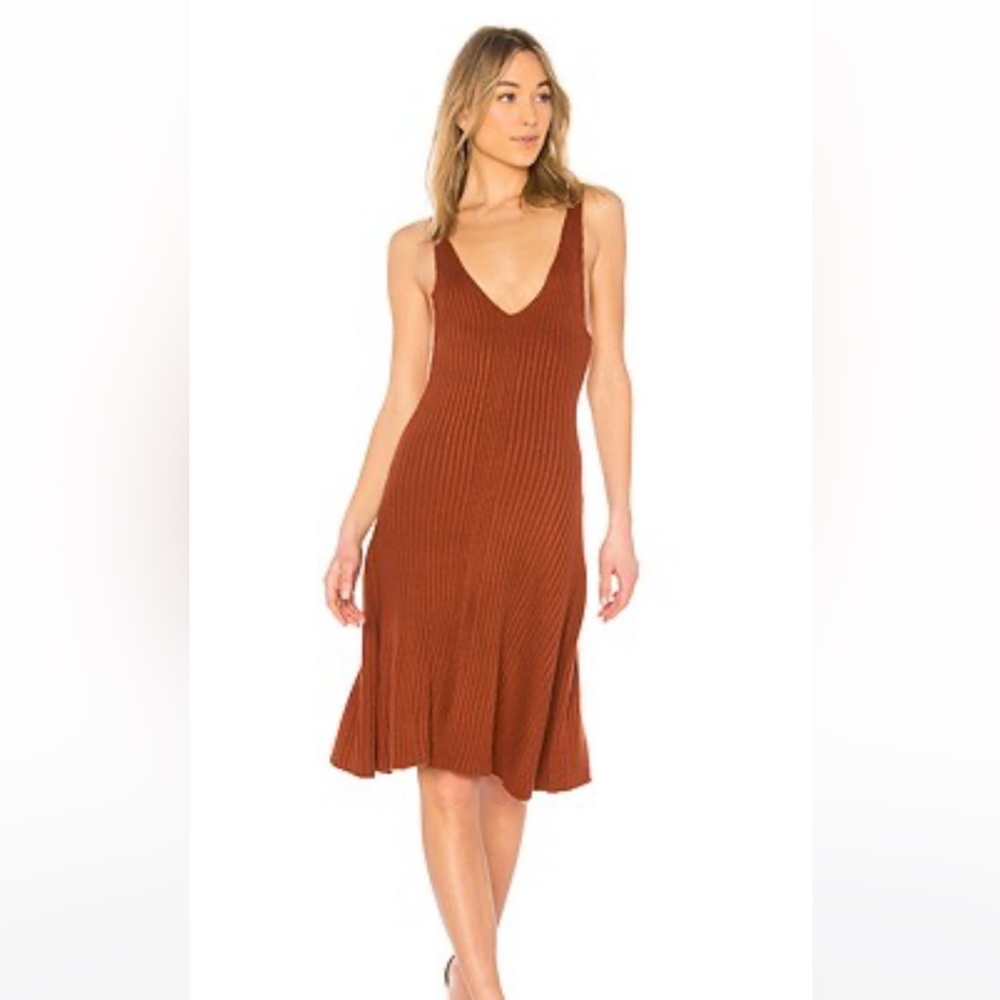 Revolve LPA Ribbed Knit Tank Dress 712 Peachy Keen Burnt Orange